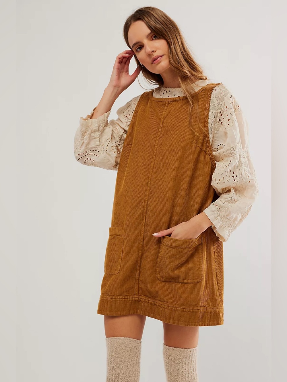 Free People All Around Corduroy Dress brown - Small
